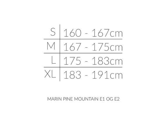 Marin PINE MOUNTAIN E størrelsesoversikt
