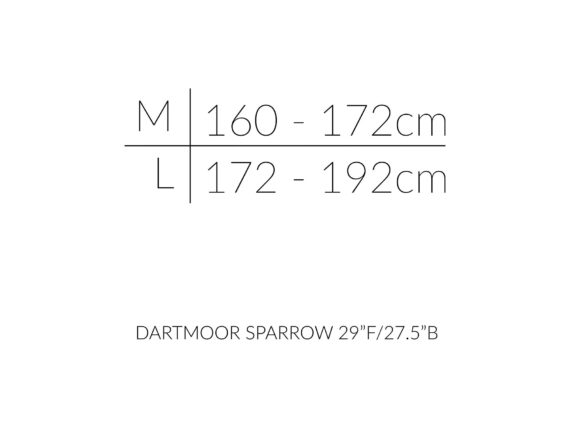 Dartmoor Sparrow størrelsesoversikt