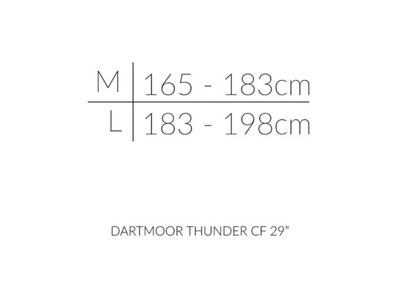 Dartmoor Thunderbird CF størrelsesoversikt