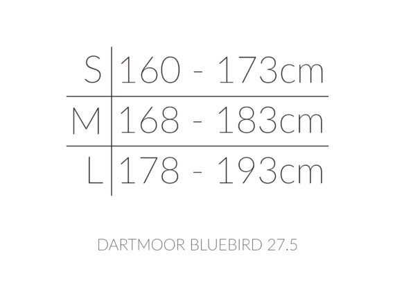 Dartmoor Bluebird 27.5 størrelseoversikt