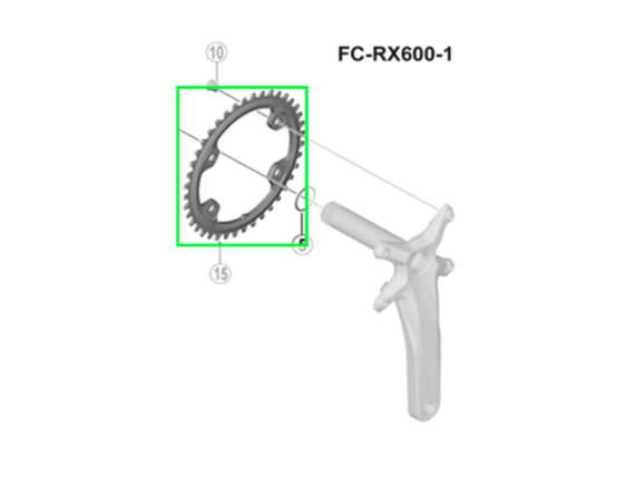 Shimano GRX FC-RX600 40T drev (for FC-RX600-1) - Bilde 3